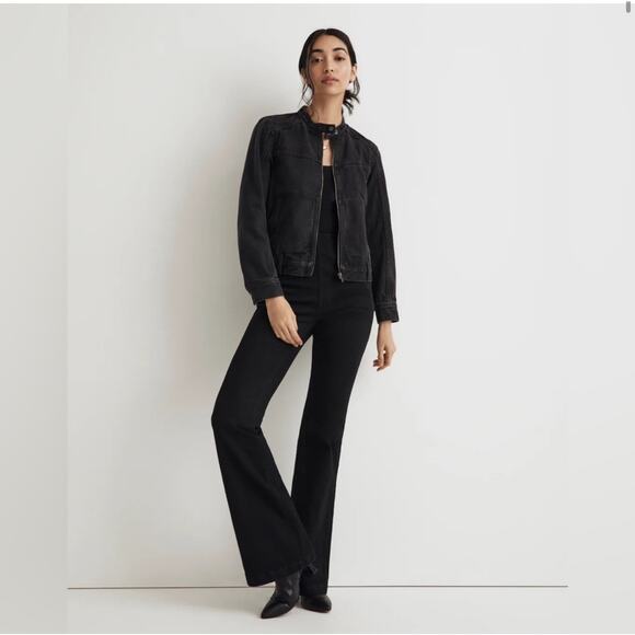 Madewell Denim Flare Leg Jumpsuit in Bonner Wash Black Size 0 NWOT Sleeveless - Picture 4 of 16